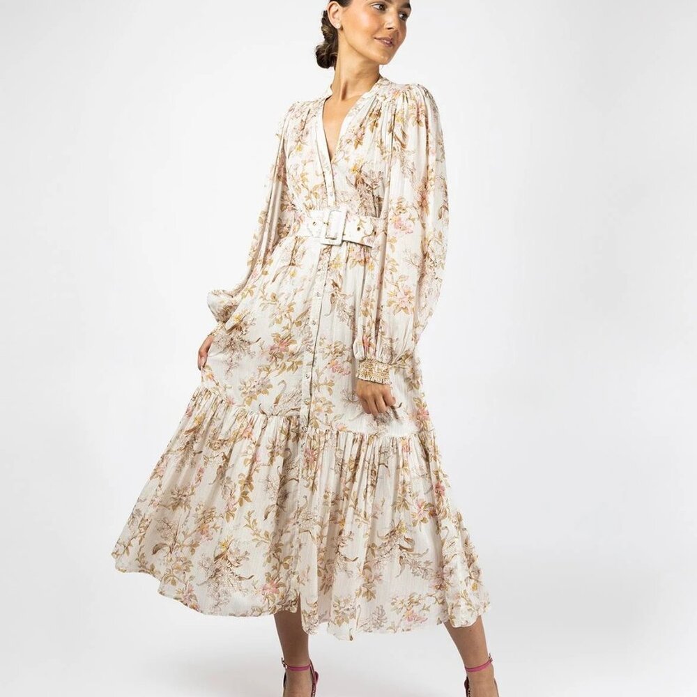 Floral Midi Dress in Cream by bytimo